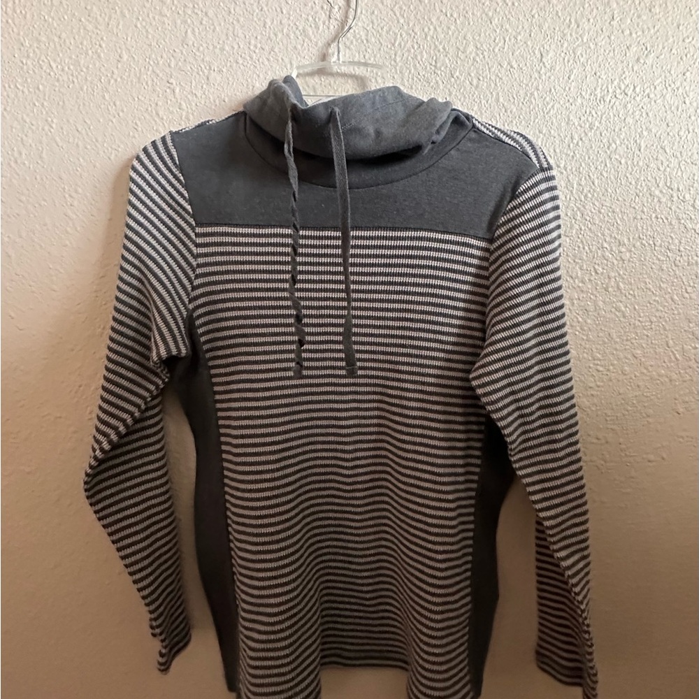 Christopher & Banks Gray Striped Coel Neck Sweater